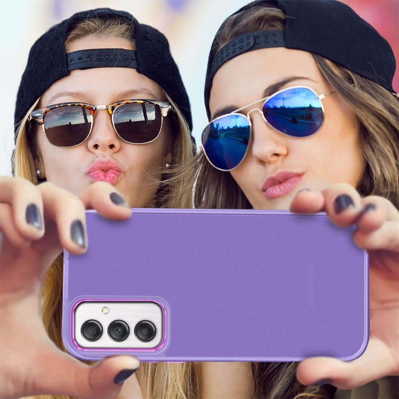 Etui do Samsung Galaxy A14 / A14 5G matowe fioletowe + szkło nakładka na plecki case