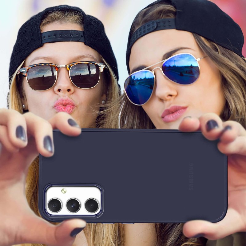 Etui do Samsung Galaxy A54 5G matowe granatowe + szkło nakładka na plecki case