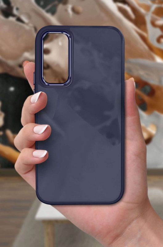 Etui do Samsung Galaxy A54 5G matowe granatowe + szkło nakładka na plecki case