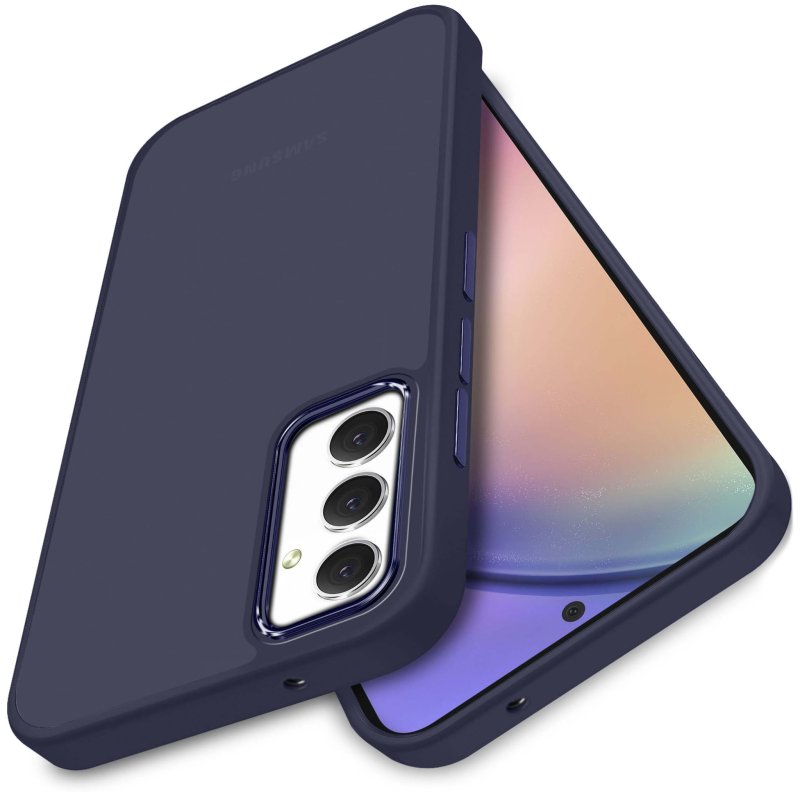 Etui do Samsung Galaxy A54 5G matowe granatowe + szkło nakładka na plecki case
