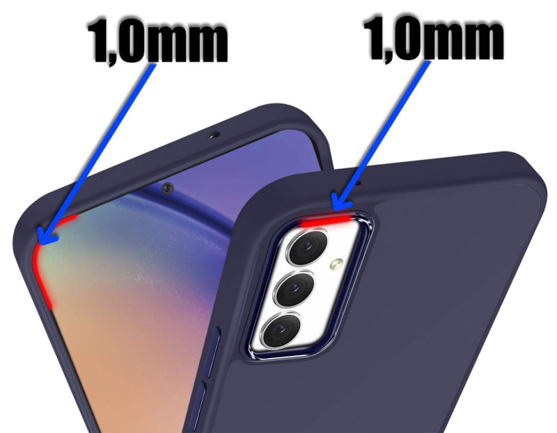 Etui do Samsung Galaxy A54 5G matowe granatowe + szkło nakładka na plecki case