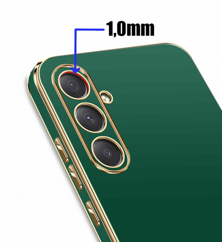 Etui do Samsung Galaxy S23 FE ze złotą ramką zielone + szkło nakładka na plecki case