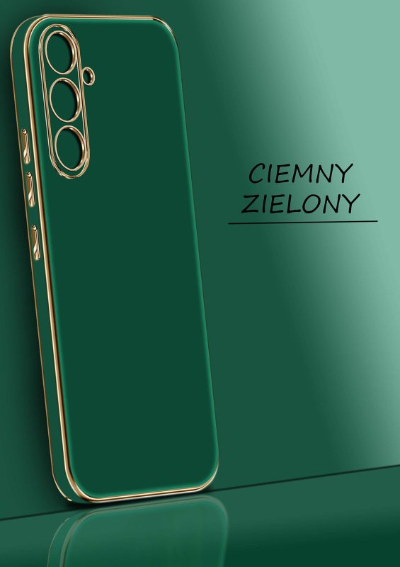 Etui do Samsung Galaxy S23 FE ze złotą ramką zielone + szkło nakładka na plecki case