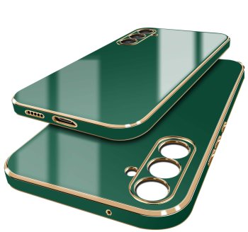 Etui do Samsung Galaxy S23 FE ze złotą ramką zielone + szkło