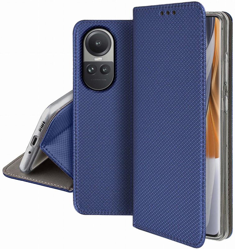 Etui do Oppo Reno 10 5G / 10 Pro 5G granatowe zamykane pokrowiec kabura case z klapka