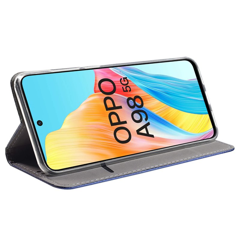 Etui do Oppo A98 5g granatowe zamykane + szkło pokrowiec kabura case z klapka