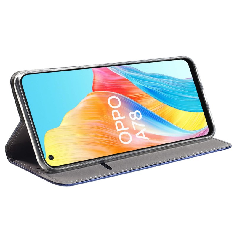 Etui do Oppo A78 4G granatowe zamykane + szkło pokrowiec kabura case z klapka