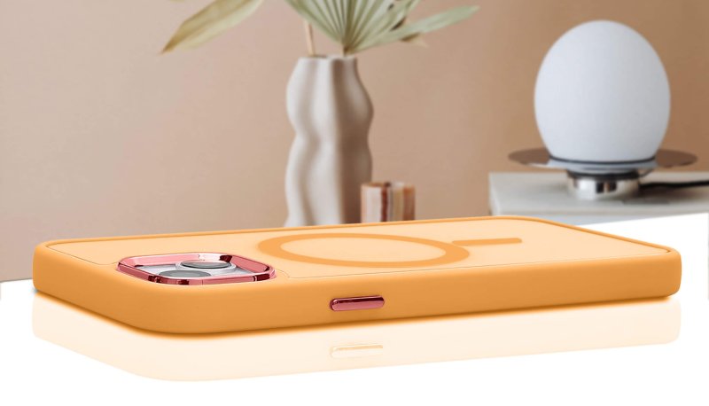 Etui do Iphone 15 Plus Magsafe matowe pomarańczowe + szkło nakładka na plecki case apple