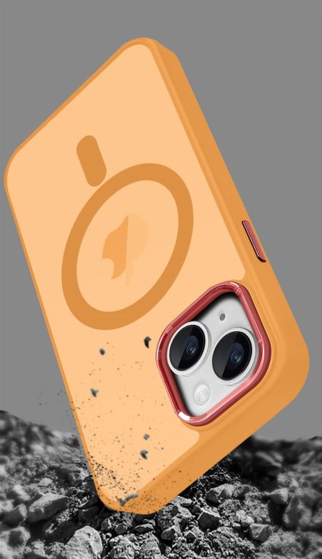 Etui do Iphone 15 Plus Magsafe matowe pomarańczowe + szkło nakładka na plecki case apple