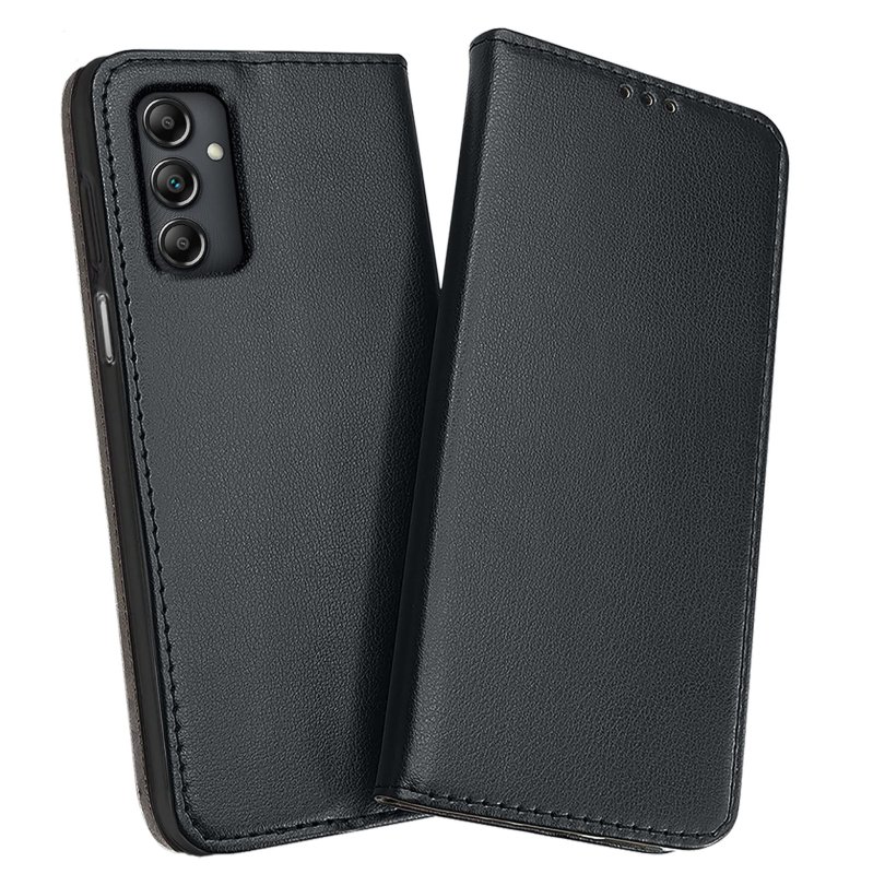 Etui do Samsung Galaxy A15 czarne magnetyczne zamykane + szkło pokrowiec kabura case z klapka