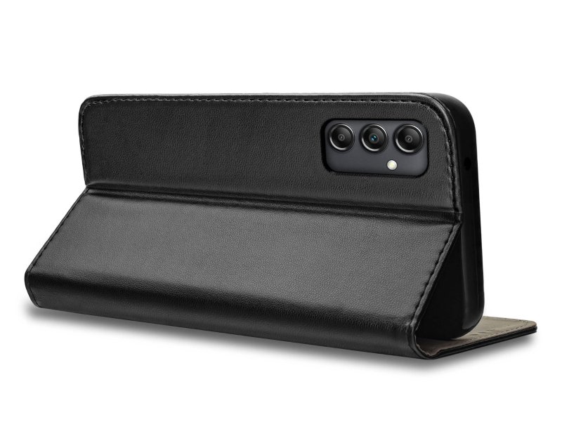 Etui do Samsung Galaxy A15 czarne magnetyczne zamykane + szkło pokrowiec kabura case z klapka