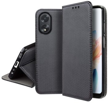 Etui do Oppo A38 czarne zamykane + szkło
