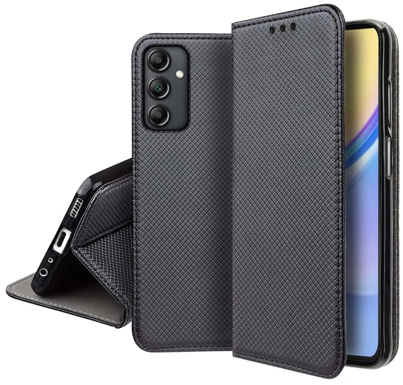 Etui do Samsung Galaxy A15 czarne zamykane + szkło pokrowiec kabura case z klapka smart