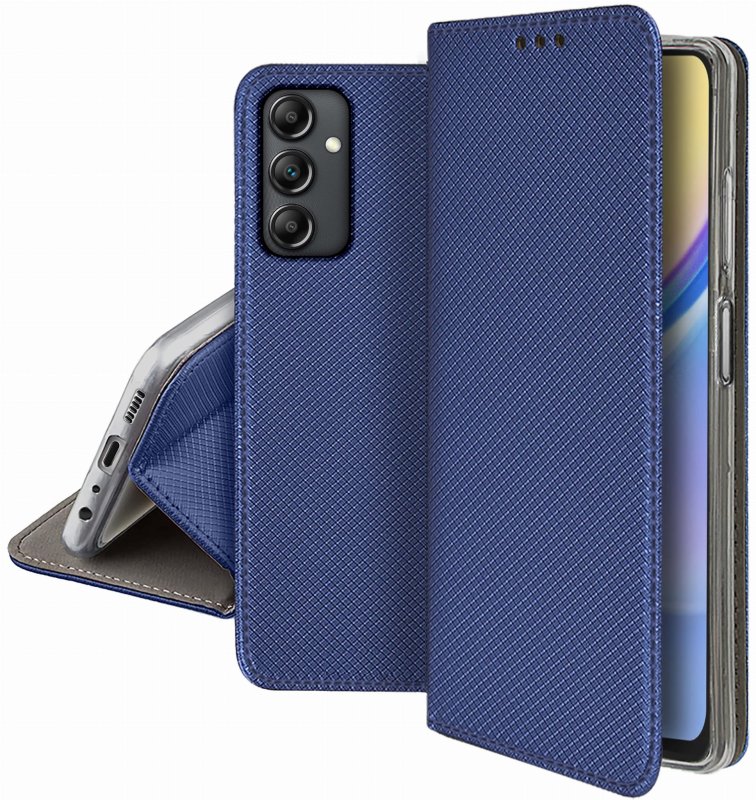Etui do Samsung Galaxy A15 granatowe zamykane + szkło pokrowiec kabura case z klapka smart