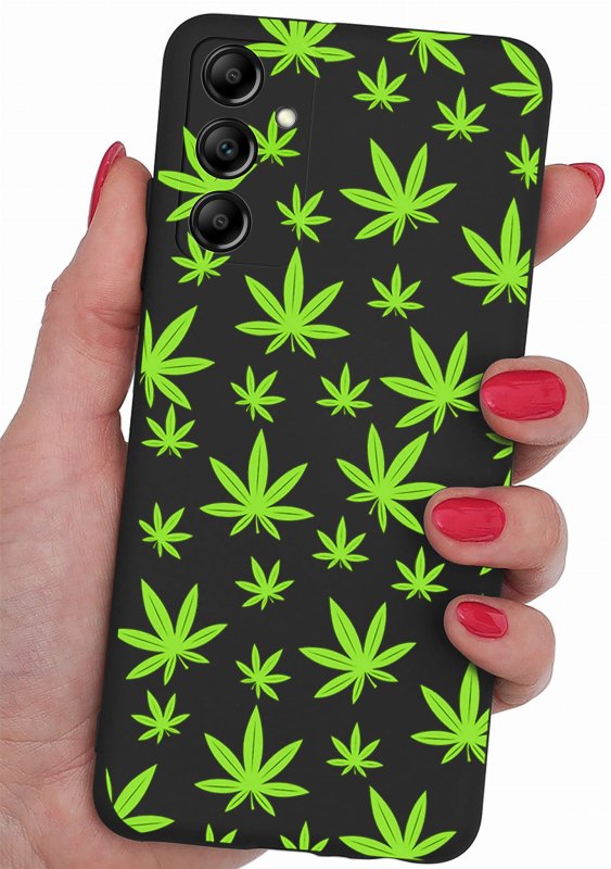 Etui do Samsung Galaxy A15 malowane wzór + szkło nakładka, na plecki, case,  liście, marycha, konopia, zioło