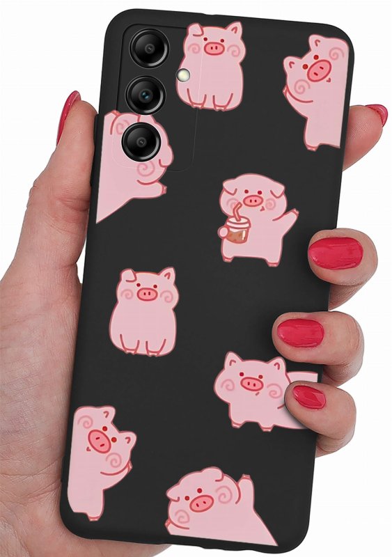 Etui do Samsung Galaxy A15 malowane wzór + szkło nakładka, na plecki, case,  świnki