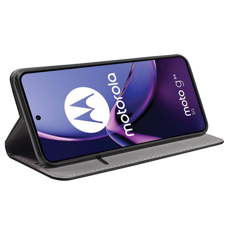Etui do Motorola Moto G84 5G czarne zamykane + szkło pokrowiec kabura case z klapka smart