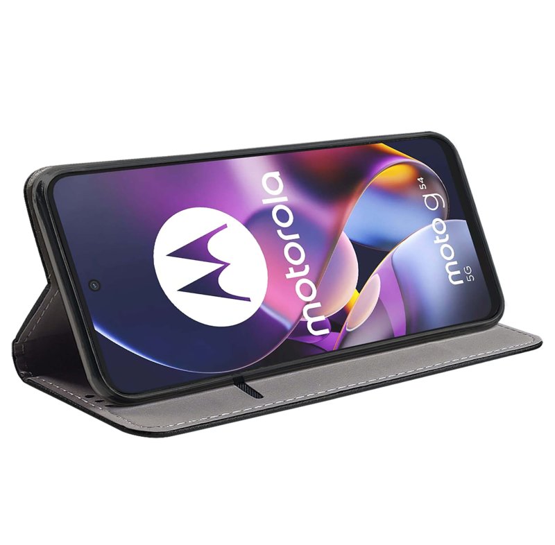 Etui do Motorola Moto G54 5G , g54 5G Power Edition czarne zamykane + szkło pokrowiec kabura case z klapka smart