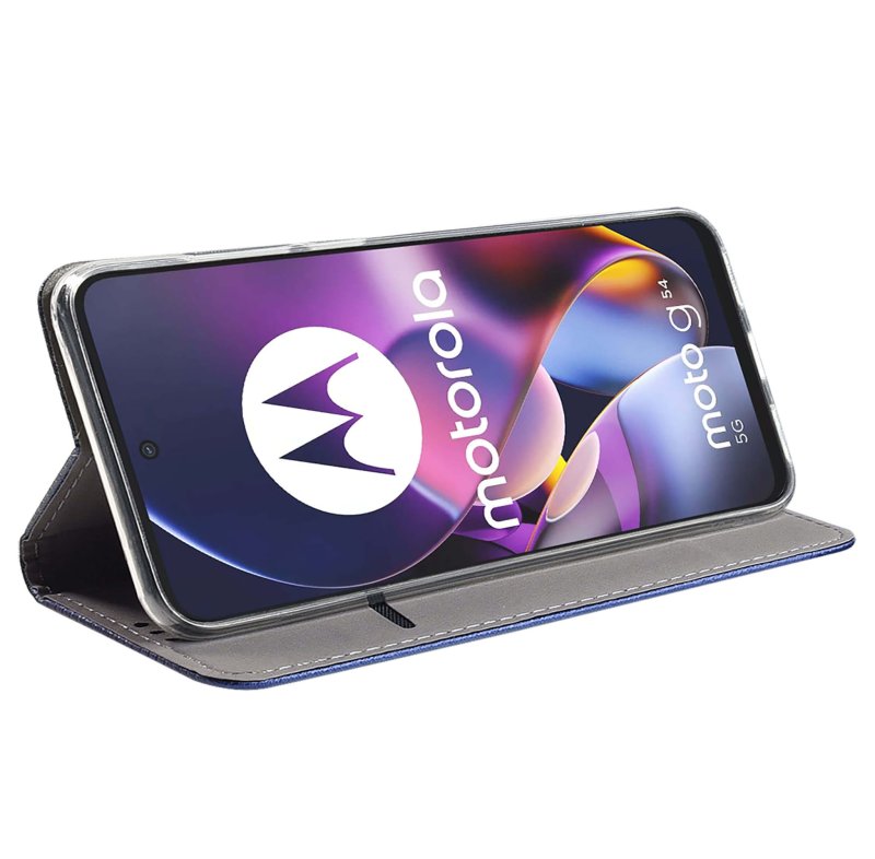 Etui do Motorola Moto G54 5G , g54 5G Power Edition granatowe zamykane + szkło pokrowiec kabura case z klapka smart
