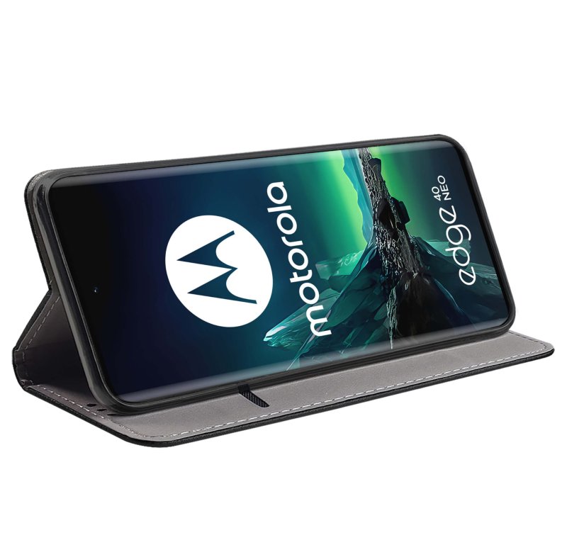 Etui do Motorola Moto Edge 40 Neo czarne zamykane pokrowiec kabura case z klapką smart