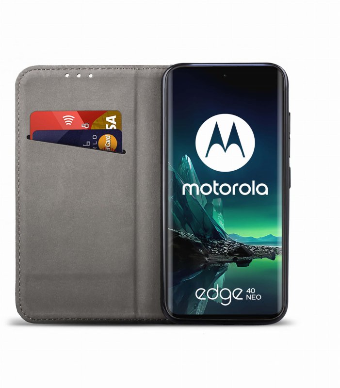 Etui do Motorola Moto Edge 40 Neo czarne zamykane pokrowiec kabura case z klapką smart