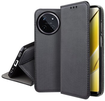 Etui do Realme 11 4G czarne zamykane + szkło