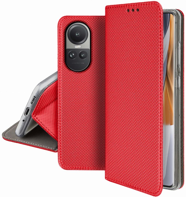 Etui do Oppo Reno 10 5G / 10 Pro 5G czerwone zamykane pokrowiec kabura case z klapka