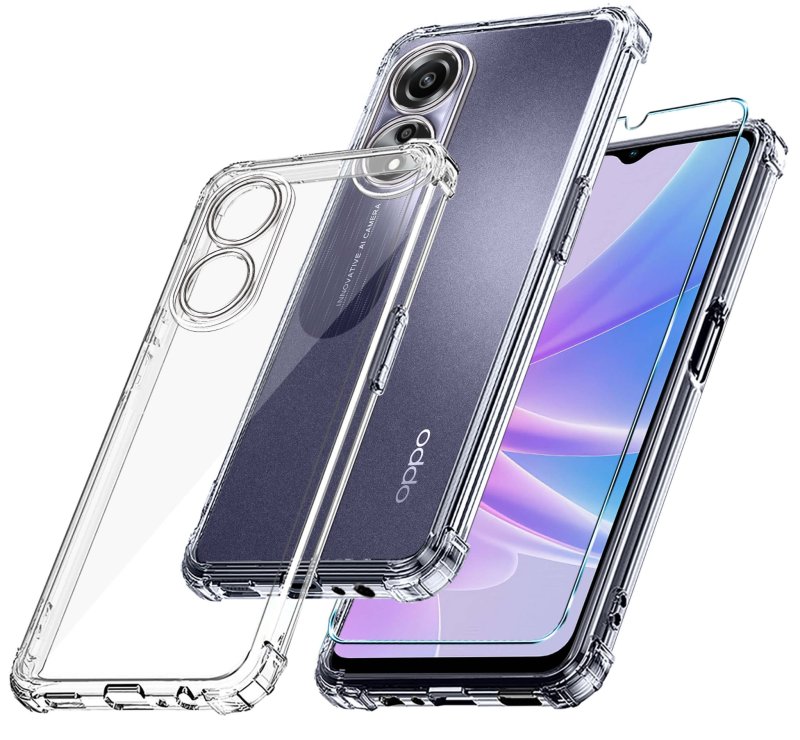 Etui do Oppo A78 5G / A58 5G przeźroczyste + szkło, nakładka, na plecki, case, ultra, anty shoch