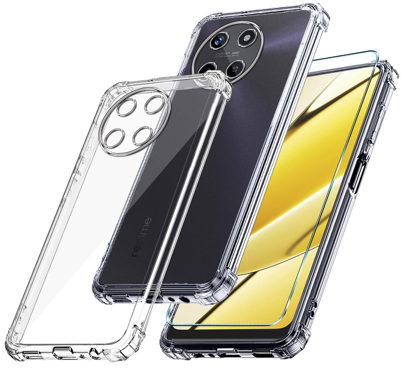 Etui do Realme 11 4G przeźroczyste + szkło nakładka, na plecki, case, ultra, anty shock