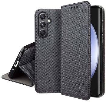 Etui do Samsung Galaxy S23 Fe czarne zamykane + szkło
