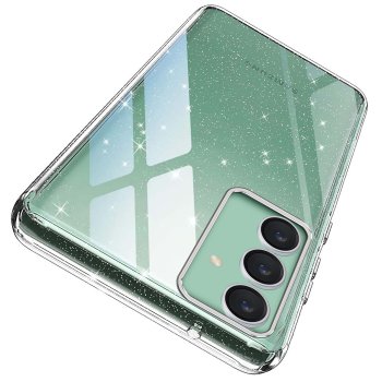 Etui do Samsung Galaxy S23 Fe bezbarwne z brokatem + szkło