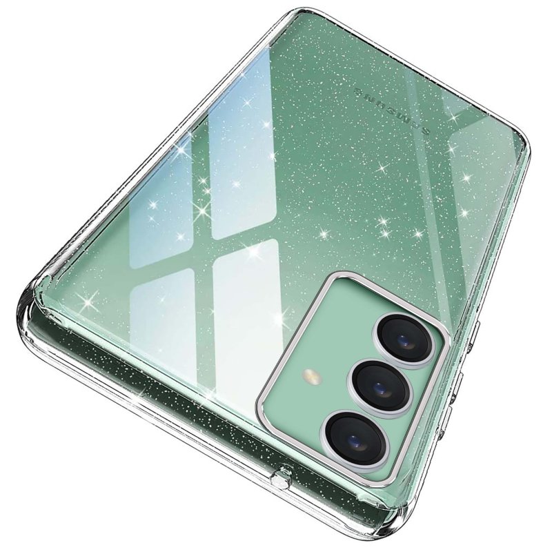 Etui do Samsung Galaxy S23 Fe bezbarwne z brokatem + szkło nakładka, na plecki, case, shine