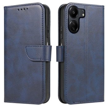 Etui do Xiaomi Redmi 13C / Poco C65 skórzane z klapką granatowe + szkło