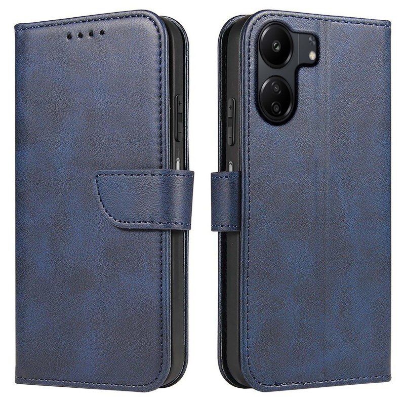 Etui do Xiaomi Redmi 13C / Poco C65 skórzane z klapką granatowe + szkło, zamykane, pokrowiec, kabura, case, magnet case, skin