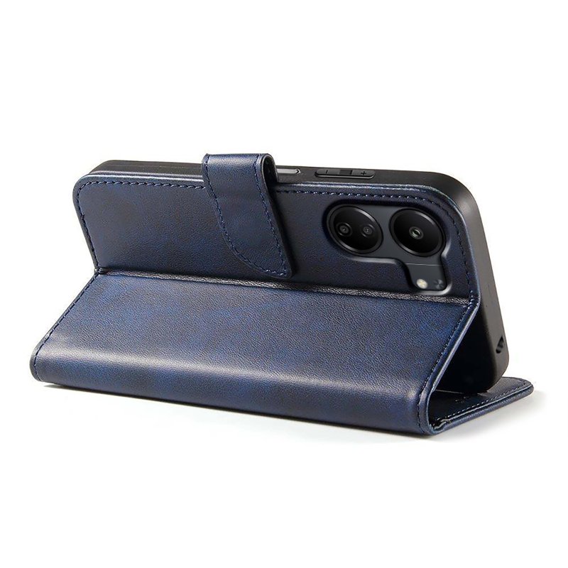 Etui do Xiaomi Redmi 13C / Poco C65 skórzane z klapką granatowe + szkło, zamykane, pokrowiec, kabura, case, magnet case, skin