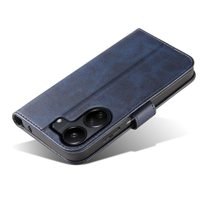 Etui do Xiaomi Redmi 13C / Poco C65 skórzane z klapką granatowe + szkło, zamykane, pokrowiec, kabura, case, magnet case, skin