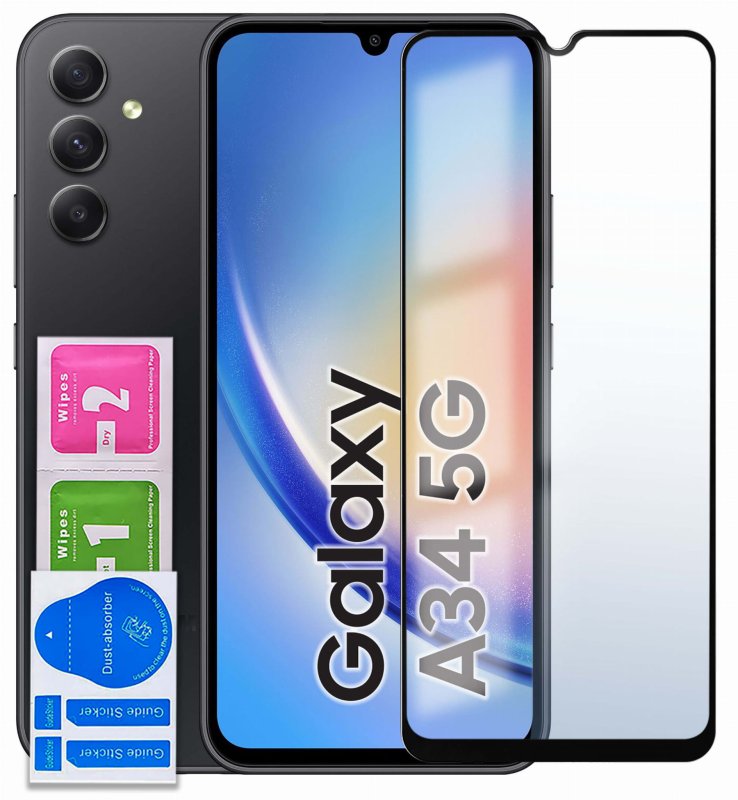 Szkło hartowane 5D do Samsung Galaxy A34 5G na cały ekran, szybka, szkiełko, ochrona, wyświetlacz, zabezpieczenie