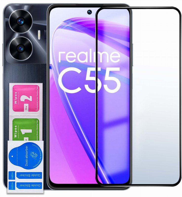 Szkło hartowane 5D do Realme C55 na cały ekran, szybka, szkiełko, ochrona, ekran, wyświetlacz, zabezpieczenie