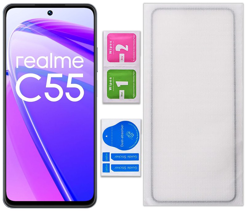 Szkło hartowane 5D do Realme C55 na cały ekran, szybka, szkiełko, ochrona, ekran, wyświetlacz, zabezpieczenie