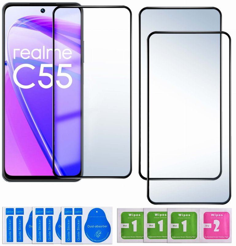 Szkło hartowane 5D do Realme C55 na cały ekran, szybka, szkiełko, ochrona, ekran, wyświetlacz, zabezpieczenie