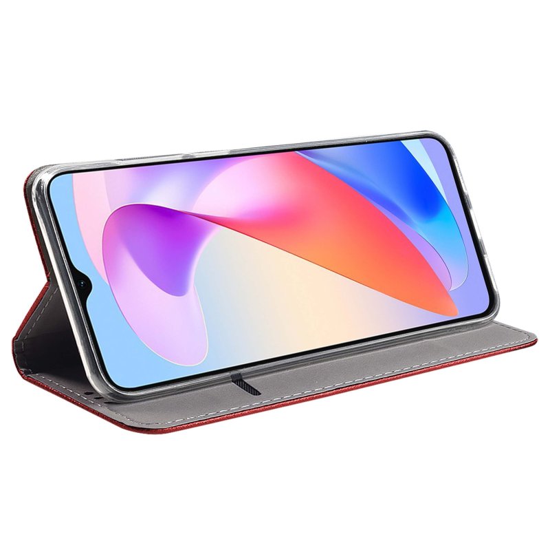 Etui do Honor X6A czerwone zamykane + szkło zamykane, pokrowiec, kabura, case, z klapką, smart