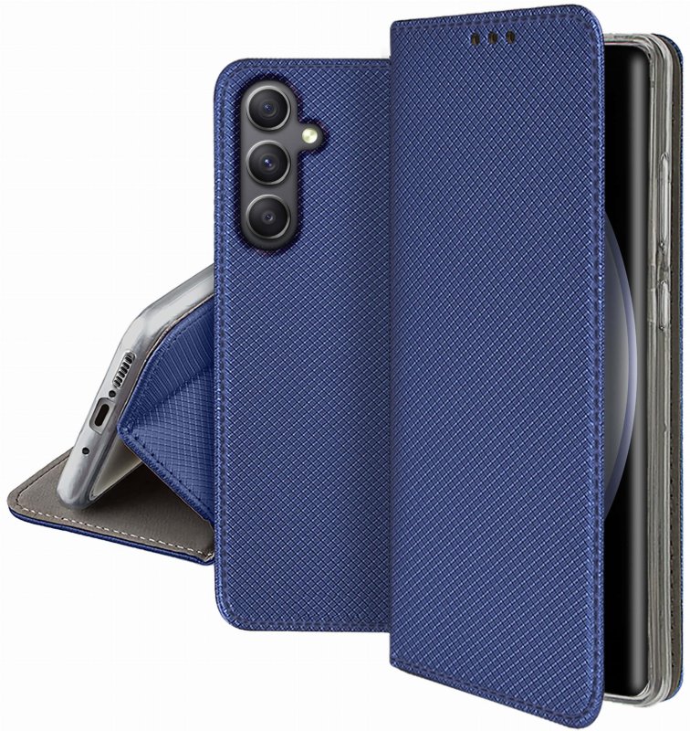 Etui do Samsung Galaxy S23 Fe granatowe zamykane + szkło, pokrowiec, kabura, case, z klapka, smart