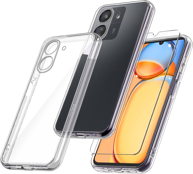 Etui do Xiaomi Redmi 13C bezbarwny wzmacniany + szkło, nakładka, na plecki, case, ultra
