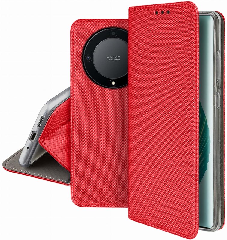Etui do Honor Magic5 Lite czerwone zamykane, pokrowiec, kabura, z klapka, case, smart