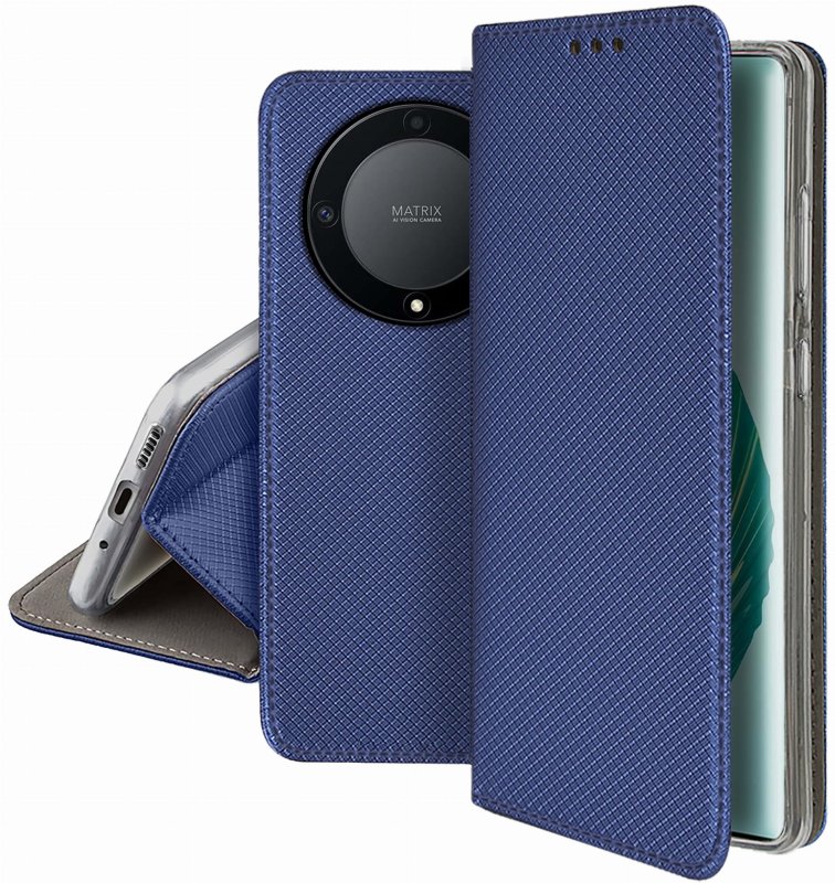 Etui do Honor Magic5 Lite granatowe zamykane, pokrowiec, kabura, z klapka, case, smart