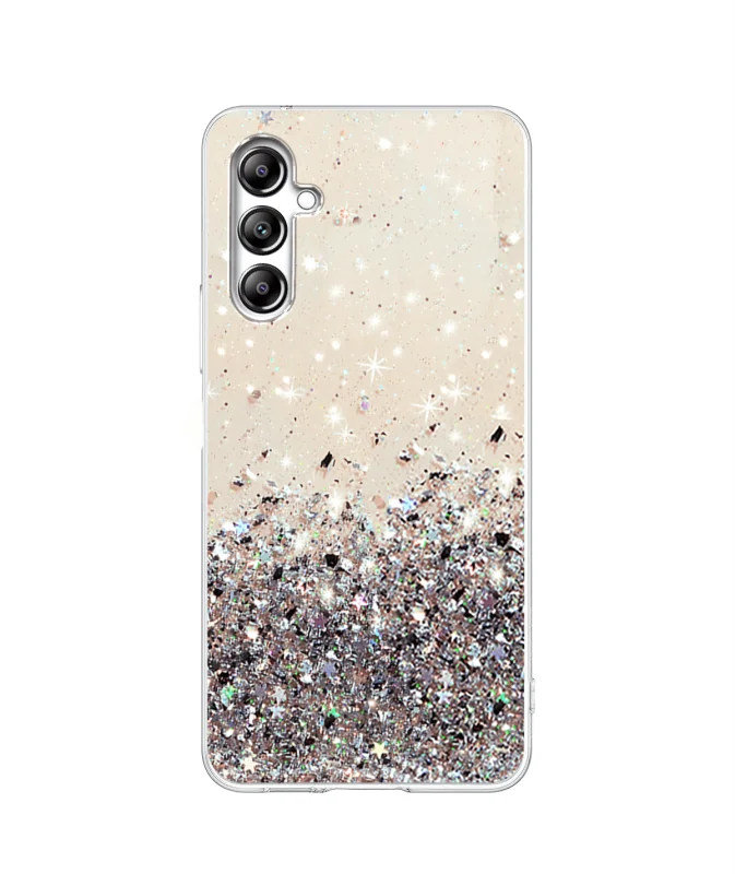 Etui do Samsung Galaxy M34 5G brokat przeźroczyste + szkło, nakładka, na plecki, case, star glitter