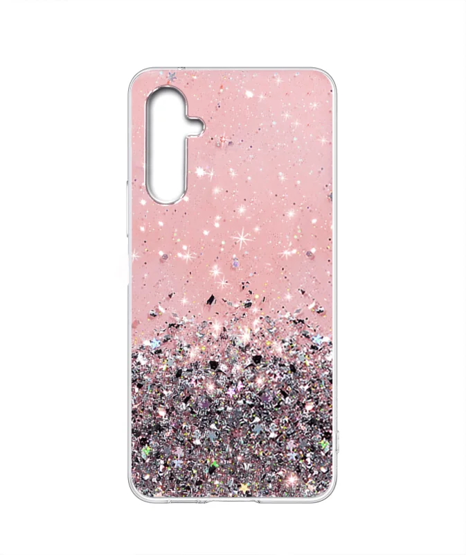 Etui do Samsung Galaxy M34 5G brokat rózowe + szkło, nakładka, na plecki, case, star glitter