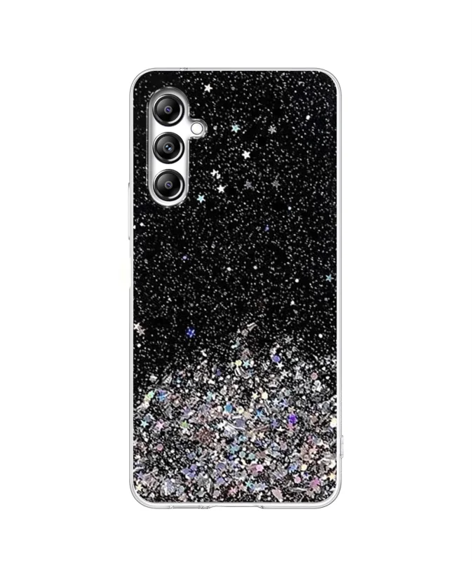 Etui do Samsung Galaxy M34 5G brokat czarne + szkło, nakładka, na plecki, case, star glitter