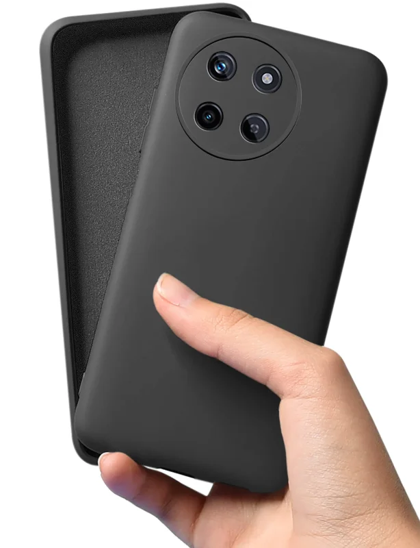 Etui do Realme 11 4G czarne silikonowe + szkło, nakładka, na plecki, case, silicone