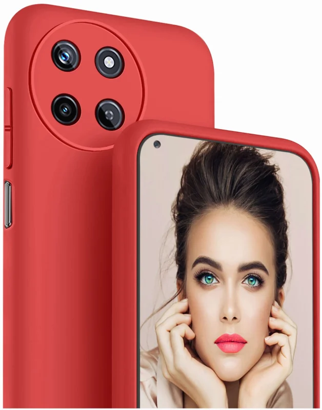 Etui do Realme 11 4G czerwone silikonowe + szkło, nakładka, na plecki, case, silicone